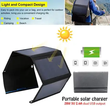 

Solar Panel Monocrystalline Silicon 5V Phone Mate Travel Waterproof Emergency Supply Solar Charger Solar Power Bank 28W