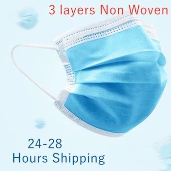 

Disposable face masks 100pcs 3Layer Melt-blown Non-woven dustproof Mouth Mask breathable for civil use Earloop Facemask Masks