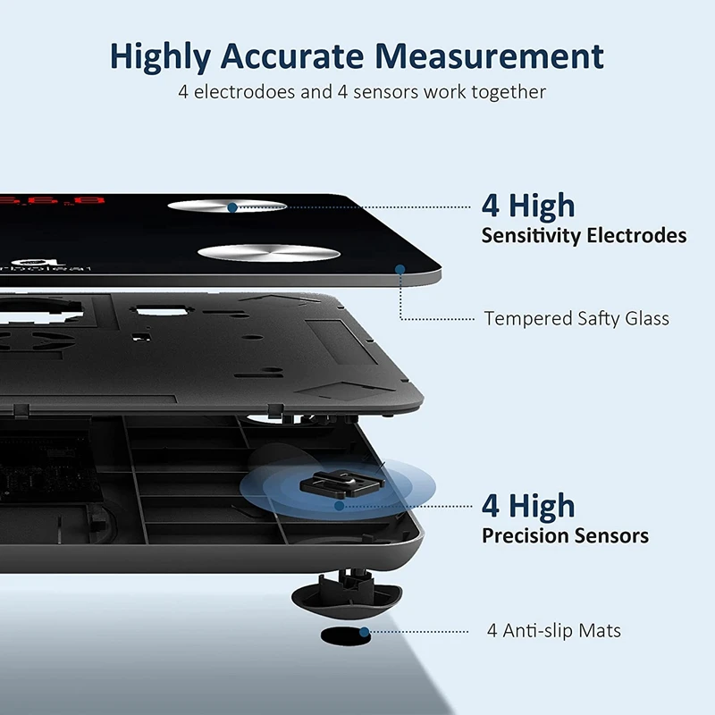 Smart Body Scale Digital Scales For Body Weight Bluetooth LED Screen Composition Analyzer With Smartphone App digital weight scales