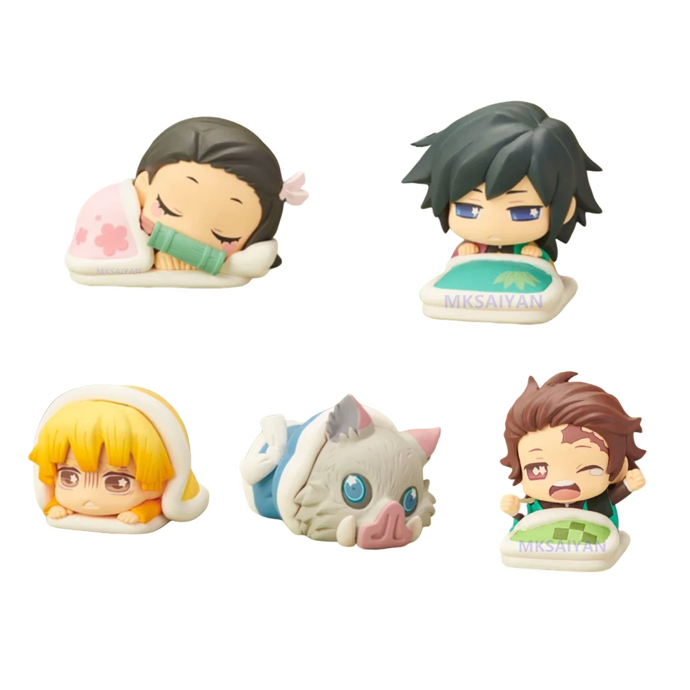 5pcs/set Demon Slayer Capsule Anime Toys Figures Action Kimetsu no Yaiba Kamado Tanjirou Nezuko Inosuke Cute Sleeping Doll Figma