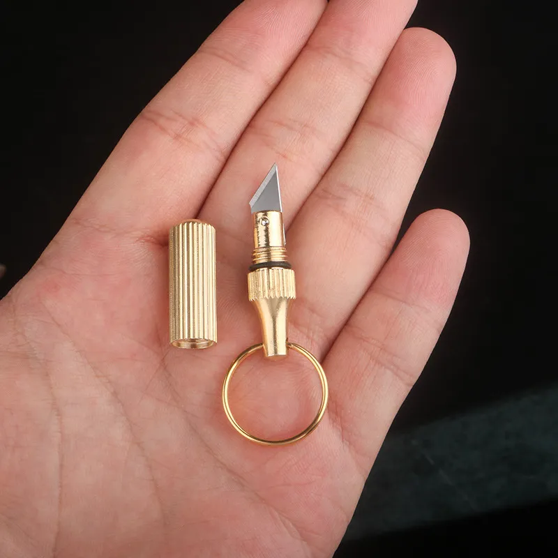 Mini Brass Capsule Pocket Knife Portable Survival Knife EDC Tools Keychain Outdoor Survival Emergency Mini Pocket Cutting Tool