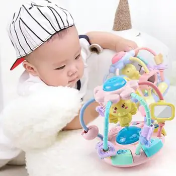 

DishyKooker Baby Infants Teether Rattle Early Childhood Educational Sound Light Hand Ball Toy