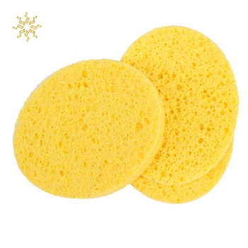 

10 Pcs/bag Face Round Makeup Remover Tools Natural Wood Pulp Sponge Cellulose Compress Cosmetic Puff Facial Washing Sponge