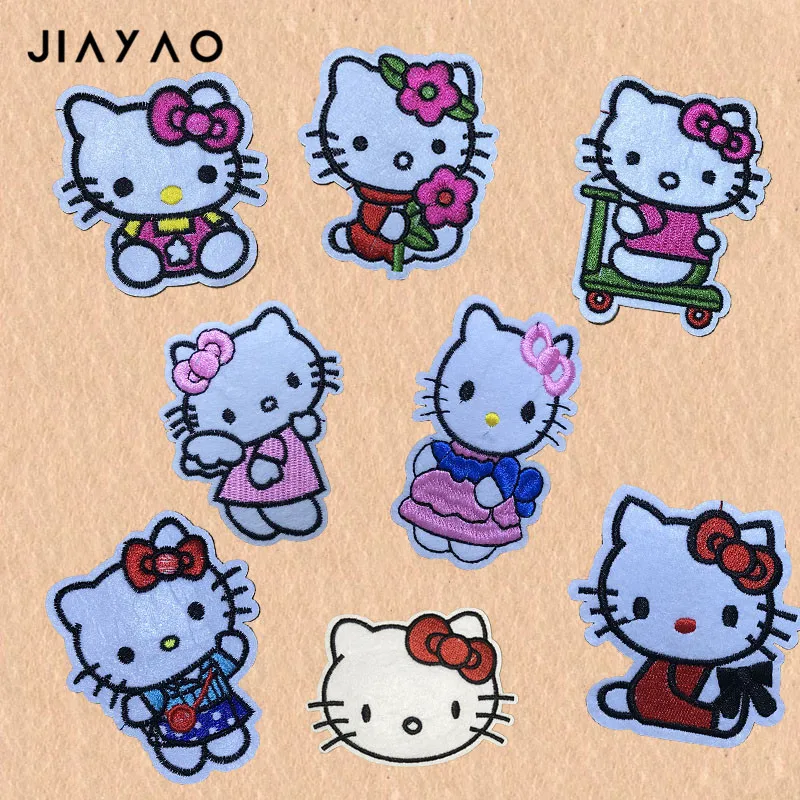 

Embroidered patch cartoon cat stickers for children thermo-adhesive clothing stickers