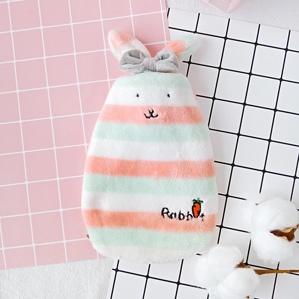 Cute Cartoon Water Injection Hot Water Bottle Explosion-proof Watering Plush Warm Water Bag Removable Wash Cloth Set Hand Warmer