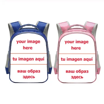 

Customize Your Logo / Image / Name Backpack Children School Bags Boys Girls Black Blue Kindergarten Bag Kids Bookbag Gift