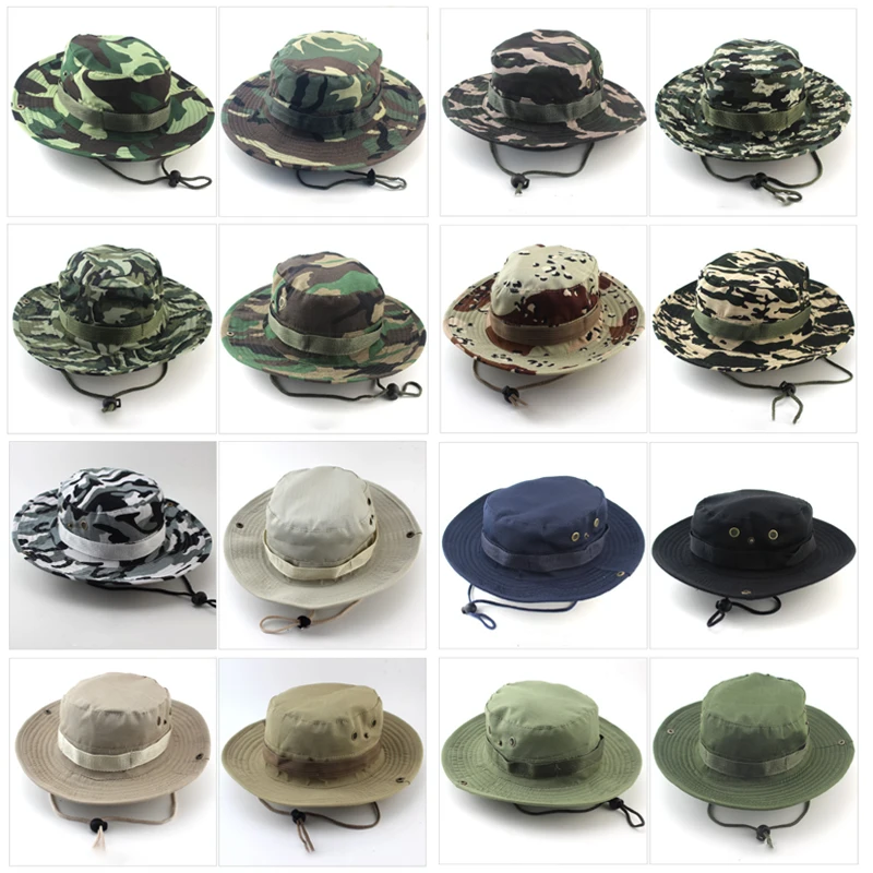 Outdoor Sunhat Camouflage Tactical Cap Wide Brim Breathable Boonie Hat Sun Protector Fishing Hiking Cycling Hunting Hats