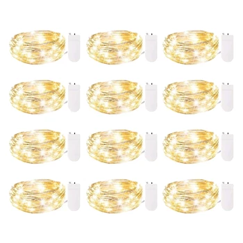 

Battery Operated 20 LED Fairy Lights String Lights Copper Wire for DIY Wedding Indoor Party Christmas,Warm White,12 Pack