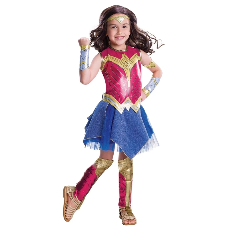 Детский карнавальный костюм Чудо-женщины, Детский костюм Супергерл, нарядное платье для вечеринки, Детская форма для ребенка - Цвет: Wonder Woman