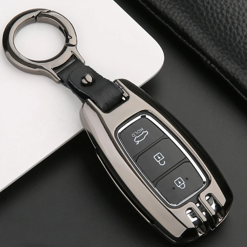 

Fashionable and Beautiful Zinc Alloy Smart 3 Button Car Key Protective Shell Metal Leather Decorative Buckle for Hyundai IX35