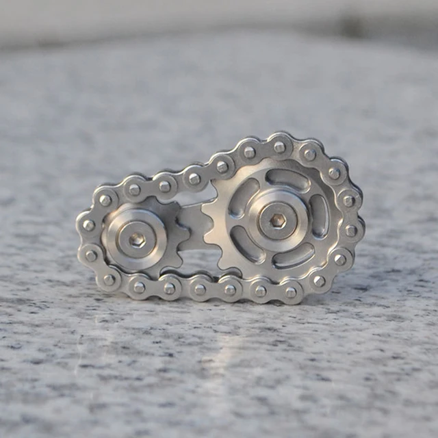 Stainless Steel Sprocket Metal Flywheel Toy Gear Chain Decompression Fingertip Spinning Top Gift Roadbike Spinner 4