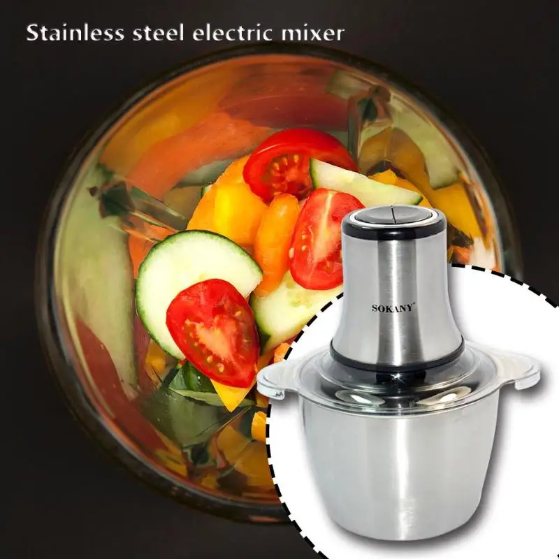 SOKANY 3L электрическая кухонная мясорубка из нержавеющей стали, измельчитель для еды, измельчитель, резак, слайсер, кухонный комбайн