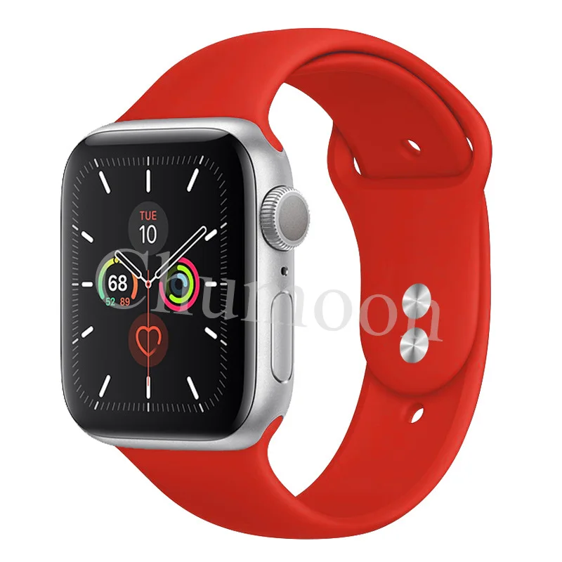 Спортивный ремешок для apple watch 38 мм 42 мм correa iwatch 4 ремешок 44 мм 40 мм силиконовый резиновый ремешок для часов Браслет apple watch 5 4 3 2 - Цвет ремешка: official red