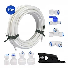 1 conjunto de mangueira de abastecimento de água e válvula de interrupção inline tubo de água frigorífico conectores kit para sistema de filtro de água encaixe de tubulação