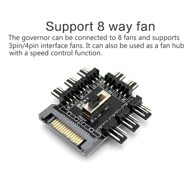 Fan Hub 1 to 8 3Pin Pwm Sata Molex Splitter PC Mining Cable 12V Power Suppply Cooler Cooling Speed Controller 4PIN/SATA Adapter