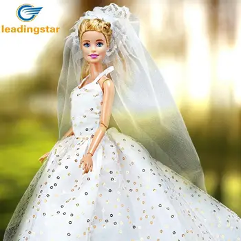 

Kuulee Gorgeous Princess doll Sequin Halter Veil Wedding Party Maxi Dress for 29CM Dolls