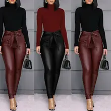 Spring Summer Belt High Waist Pencil Pants Women Faux Leather PU Sashes Long Trousers Casual Sexy Exclusive Design Fashion Spring Summer Belt High Waist Pencil Pants Women Faux Leather PU Sashes Long Trousers Casual Sexy Exclusive Design Fashion