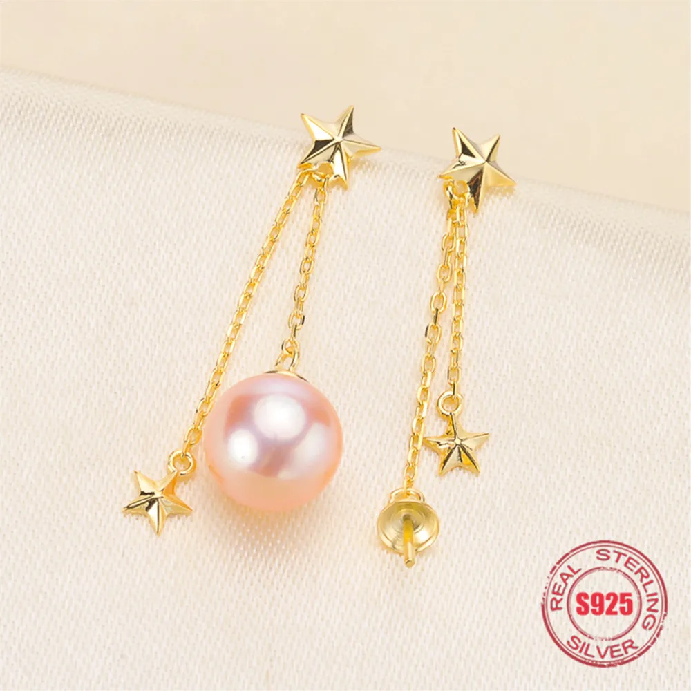 

Classic Pearl Earrings Mounting S925 Sterling Silver Earrings Hooks Dangle Fittings Handmade Craft Accessory
