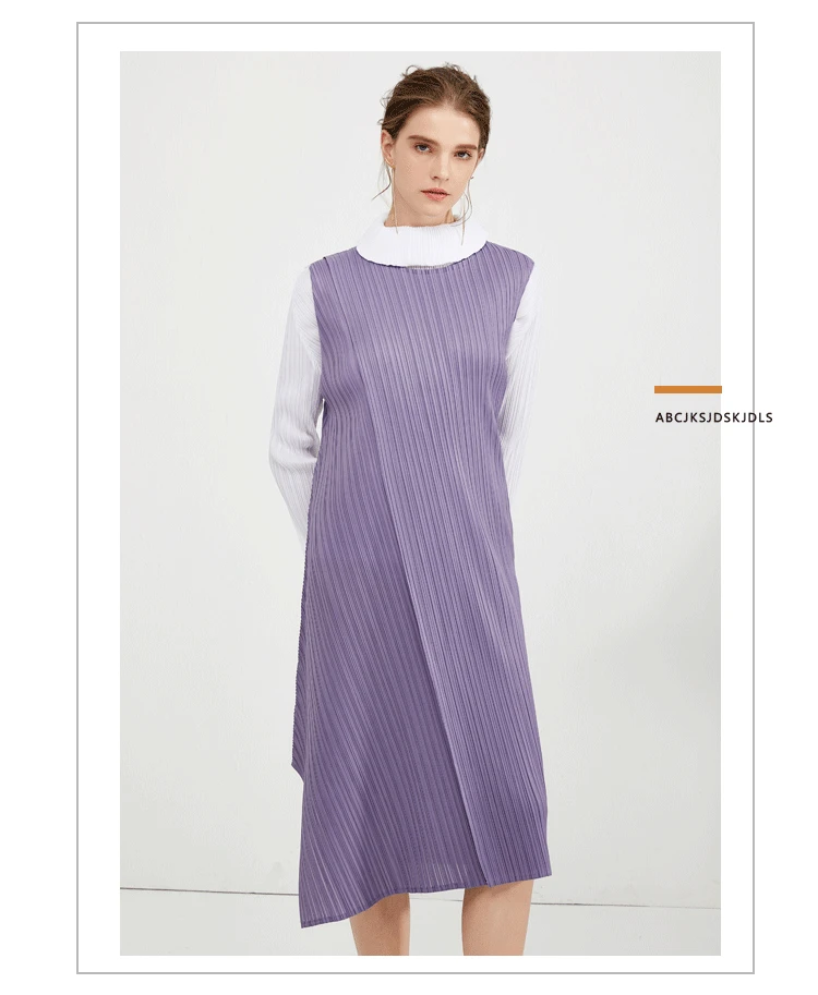 Miyake Ранняя весна новое необычное поддельное платье из двух частей темперамент подходят платья Горячая