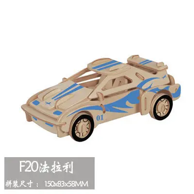 3D Трехмерная деревянная мозаика имитация дерева детский автомобиль автобус модель мотоцикла ручное Строительство головоломки игрушки - Цвет: Model G