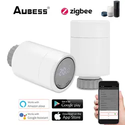 Aubess Tuya ZigBee3.0 New Radiator Actuator Valve Smart Programmable Thermostat Temperature Heater Alexa Voice Remote Control