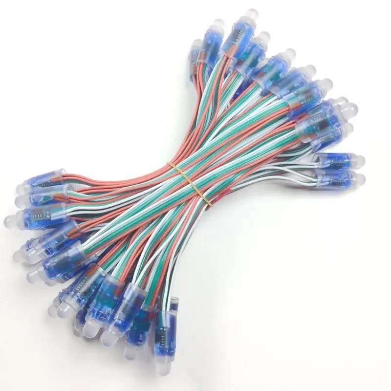 1000pcs DC5V WS2811 Full Color LED Pixel Light Module 12mm 15cm wire IP68 waterproof RGB Digital led strings