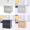 Mini Wood Sounds Control Clock New Modern Wood Digital LED Desk Alarm Clock Bedside Table Clock Calendar Table Decor 5