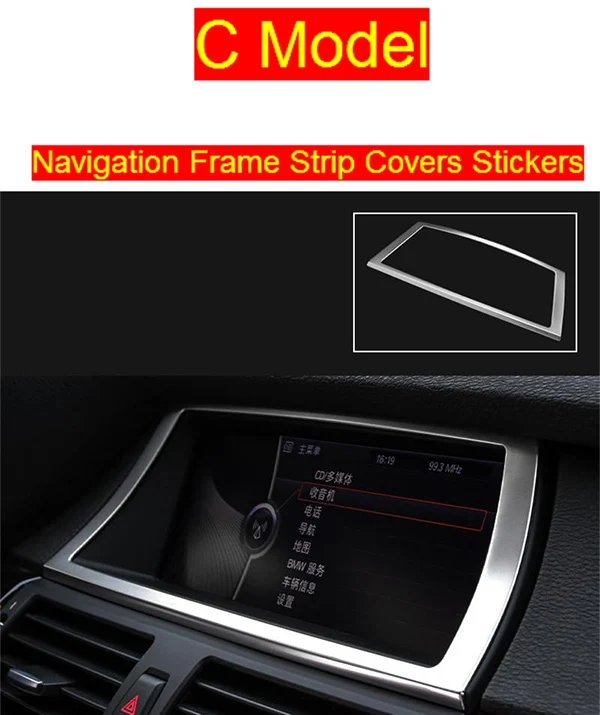 Автомобильный Стайлинг кнопки интерьера Панель рамка украшения крышки отделка наклейки для BMW x5 x6 e70 e71 Нержавеющая сталь Авто аксессуары - Название цвета: C Model Silver