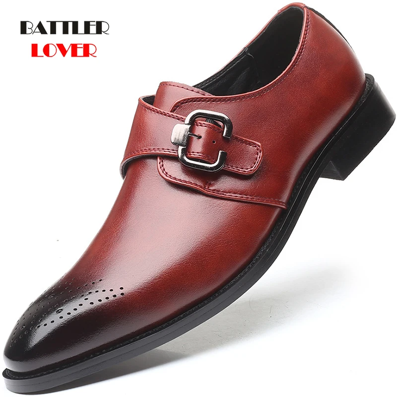 Men Dress Shoes Handmade British Brogue Style Party Wedding Shoes for Male Flats Leather Oxfords Formal Footwear Large Size 48