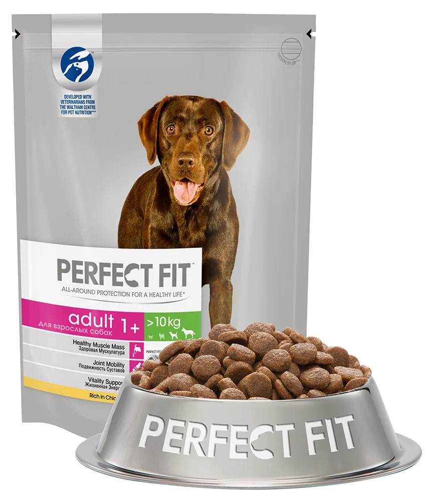 Корм сухой Perfect Fit™, с курицей, для взрослых собак средних и крупных пород, старше одного года, 800г