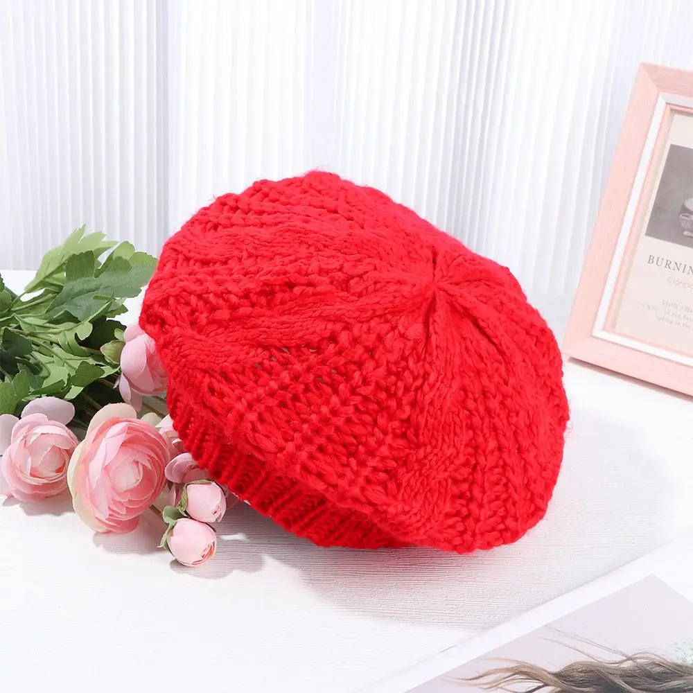 Women Knitted Beret Hat Winter Warm 