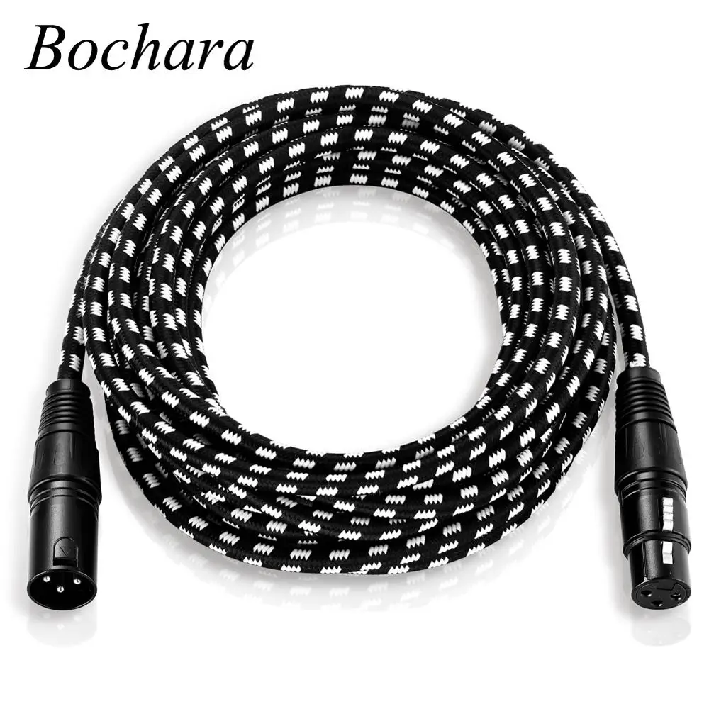 Тканевый Плетеный XLR кабель Bochara штекер гнездо M/F 3 контактный разъем