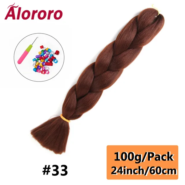 Alororo Synthetic Kanekalon Hair 24 Inch Ombre Extensions Hair for Braids Afro Blue Pink Purple Crochet Braiding Hair Wholesale 24inches-33