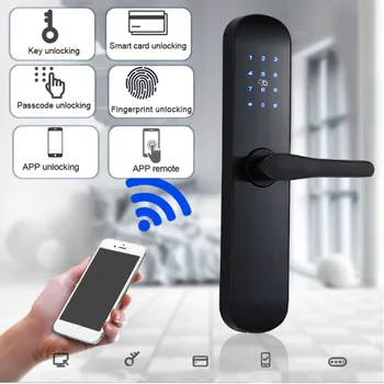 

Biometric Fingerprint Lock Security Intelligent Lock With WiFi APP Password RFID Unlock Door Lock Electronic For Hotel Office