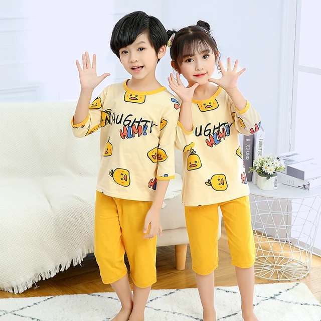 Pyjama à manches courtes pour enfants, 2 pièces, vêtements de nuit, en  coton, motif dessin animé, pour bébés filles et garçons - AliExpress