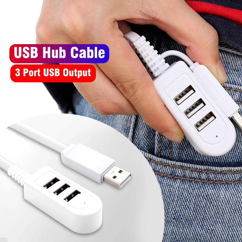 Concentrador Usb de 3 puertos de 1,2 M, divisor Usb 3 para cargador de carga de datos, Accesorios para ordenador portátil, Pc, adaptador de extensión de Cable Usb ► Foto 2/6