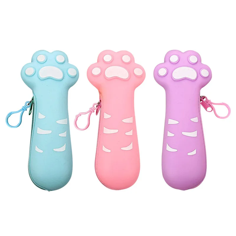 Creative Zipper Silicone Pencil Case Eggplant Peas Bean Pod Corn Carrot Shape Kawaii Student Pen Storage Bag Organizer Kids Gift