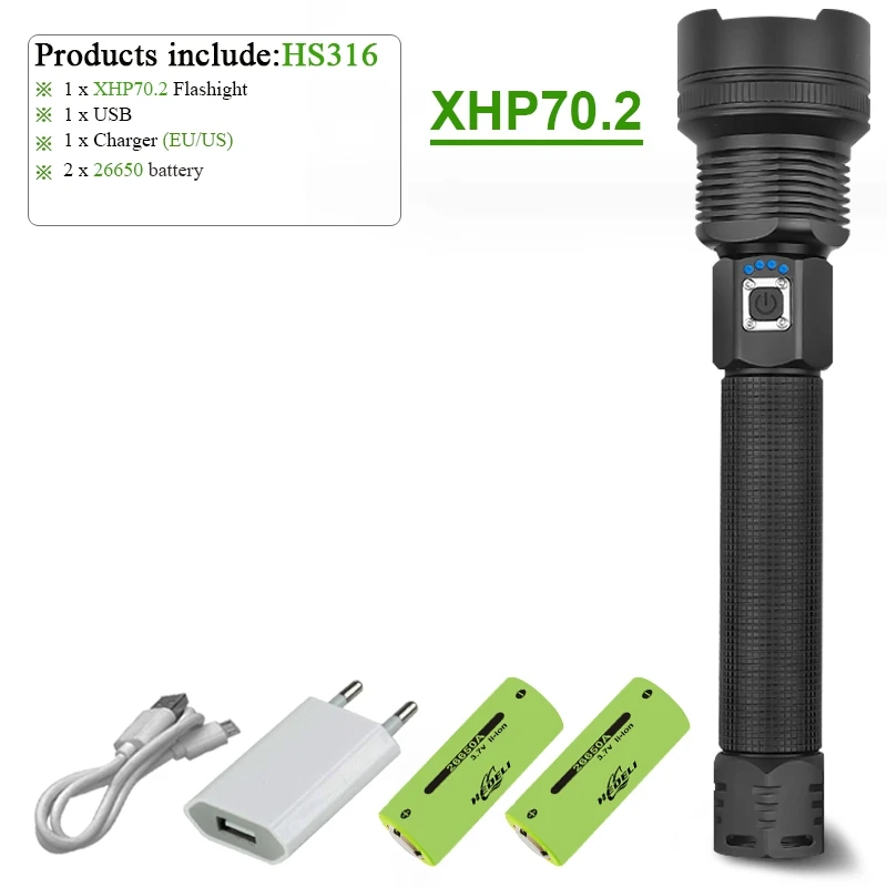 XHP70.2 B 250000 лм xhp90.2 самый мощный светодиодный фонарик usb Перезаряжаемый тактический флэш-светильник 18650 xhp70 xhp50 фонари для охоты - Испускаемый цвет: XHP70.2 B