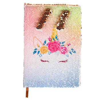 

New Creative Cute Unicorn Journal Sequin Notebook Reversible Sequin Journal Flip Sequin Notebook For Kids Girls Gift