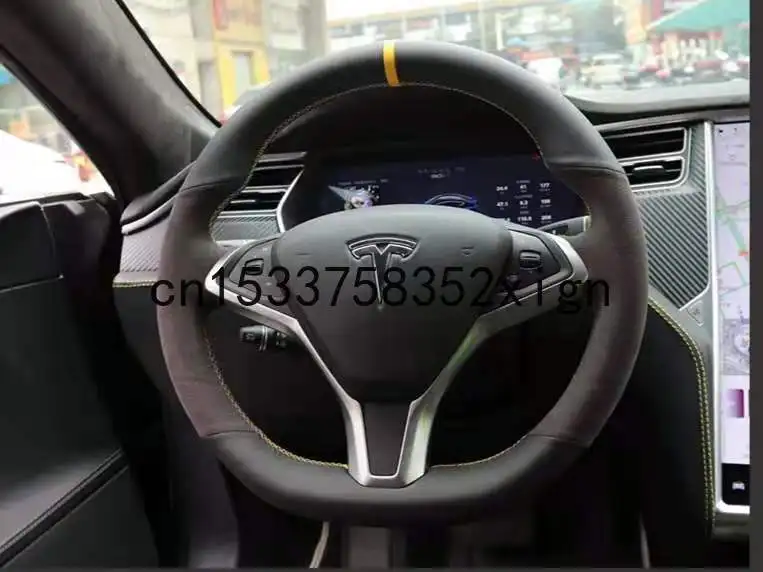 

Diy Customized hand-stitched suede steering wheel cover For Tesla 3 Model3 / ModelS / ModelX car accessories wheel cover