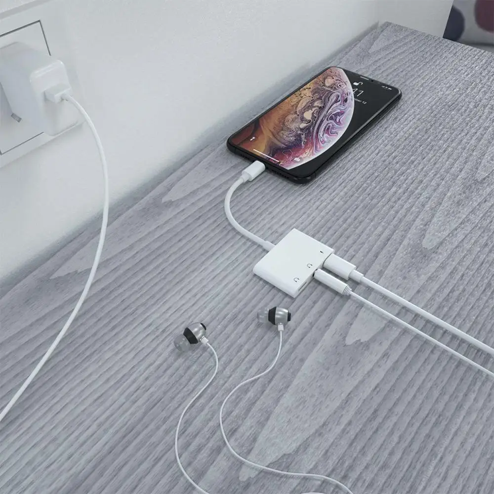 Adapter Lighting to 3 5mm Jack 3 in 1 Audio and Charge Headphone Splitter for Phone 11 11 Pro XS XS Max XR X 8 7