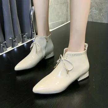 

Vintage Autumn Martin boots Women High-top Butterfly-knot boots PU Leather casual boots Height Increasing 3CM Shoes B23-36