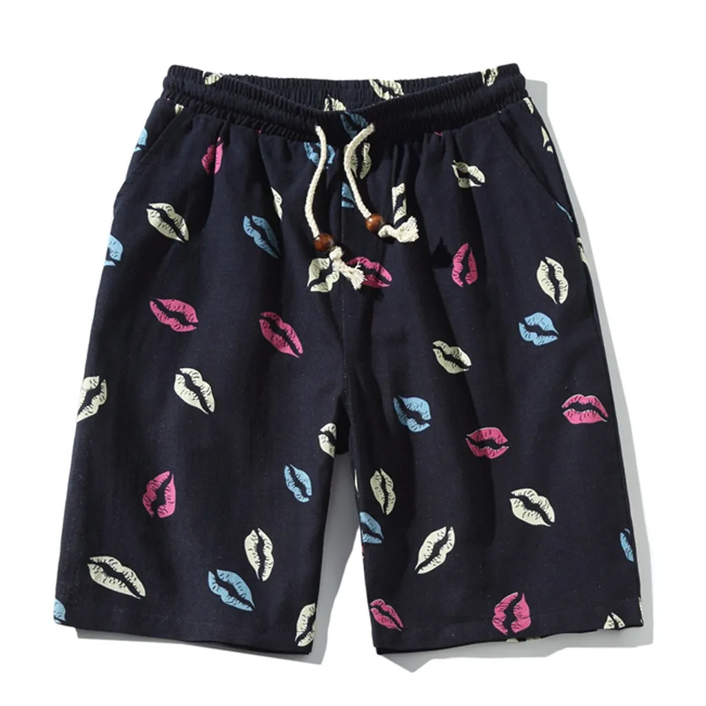Модные мужские шорты Kiss, черные штаны, цветной пляжный большого размера с завязками для губ, спортивные повседневные летние шорты, Hombre Ropa Homme