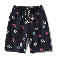 Модные мужские шорты Kiss, черные штаны, цветной пляжный большого размера с завязками для губ, спортивные повседневные летние шорты, Hombre Ropa Homme