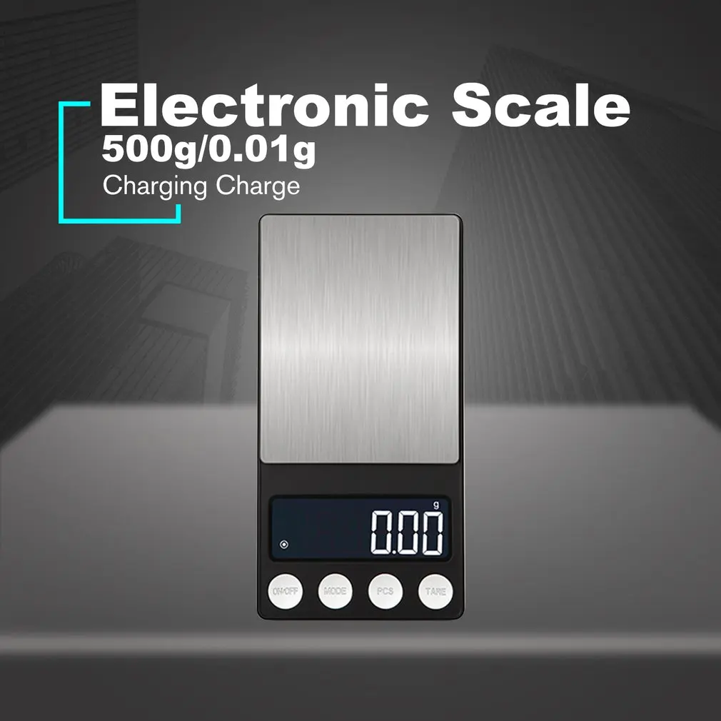 LED Jewelry Digital Scale Portable Electronic Scales With Tray 200/500g 0.01/0.1g Flat Scale Charging Mode - Цвет: 500g 0.01g