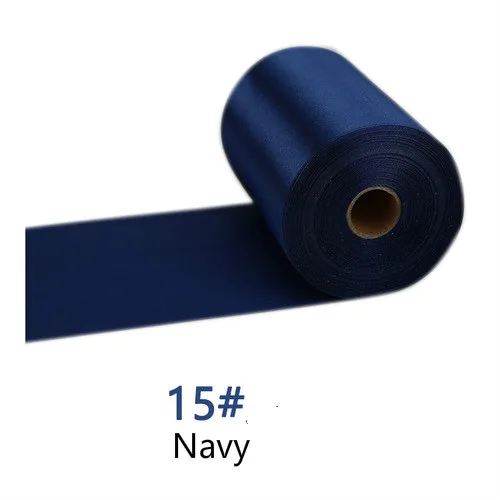 25Meters/Roll 8cm/10cm/15cm Silk Satin Ribbons DIY Wedding Chair Sashes Christmas Gift Wrapping Decoration Silk Ribbons Ruban 15-Navy