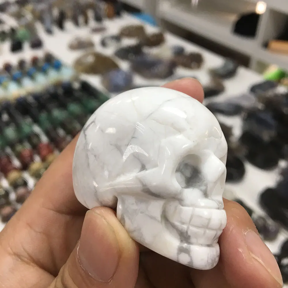howlite каменный череп резной хрустальный череп для украшения дома для подарка LP