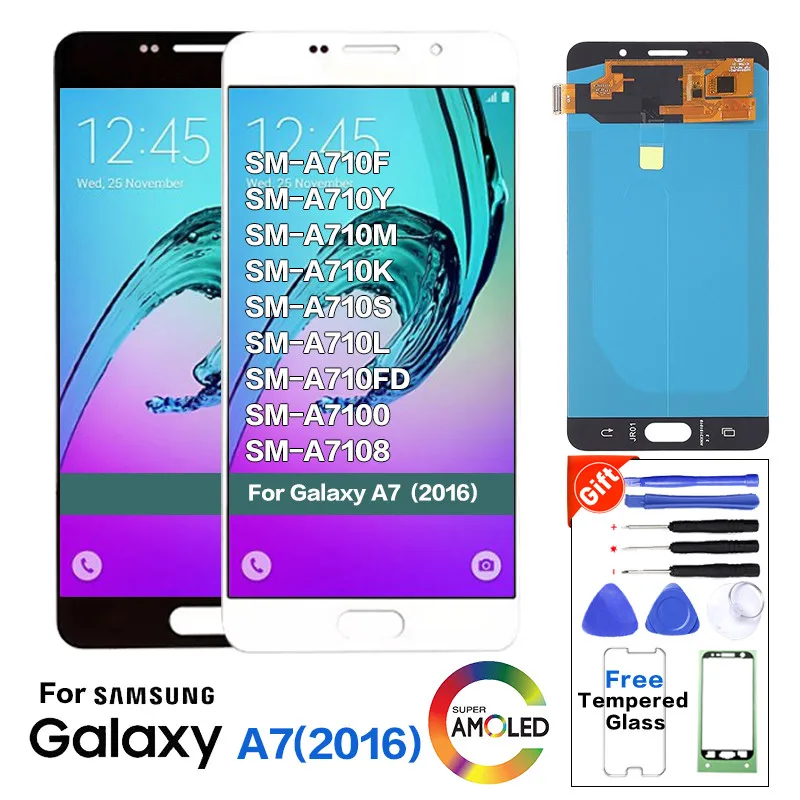 Супер Amoled LCD для Samsung Galaxy A7 2016 A710 A710F A710M телефон ЖК дисплей кодирующий