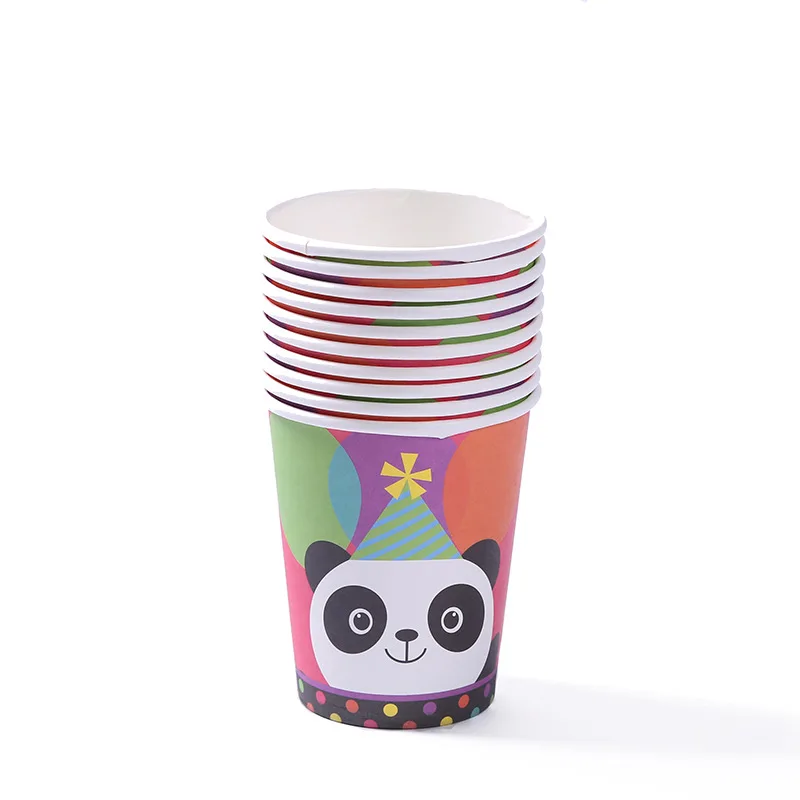 Cup-10pcs Латте панда под тарелки детские подарки для душа красная панда вечерние поставки бумажные тарелки для дня рождения вечерние украшения для дня рождения - Цвет: Cup-10pcs
