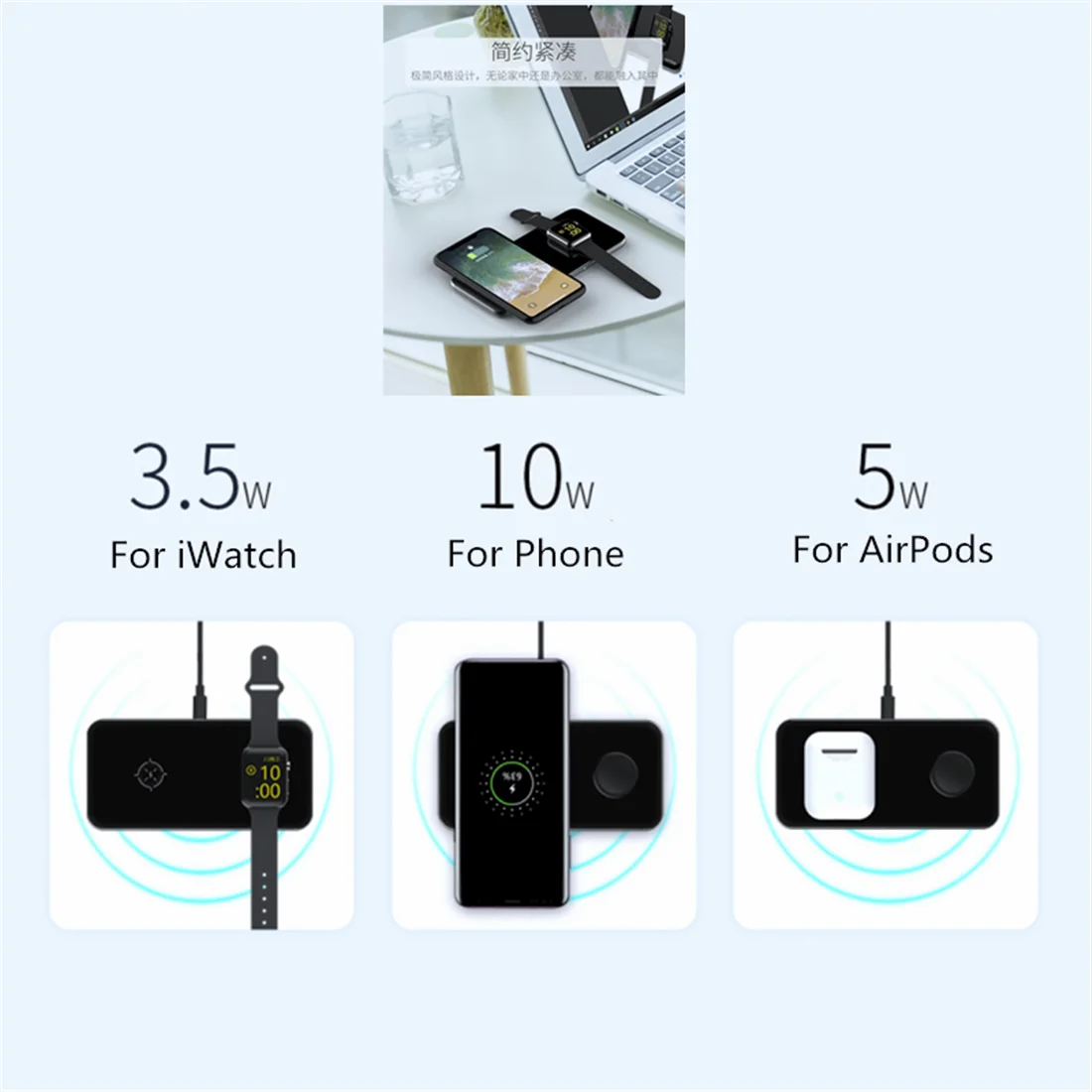2 в 1 Qi Беспроводное зарядное устройство для samsung S9 S10 iPhone X XS MAX XR 8 Plus для Xiaomi 9 huawei P30 pro 10W Беспроводная зарядка
